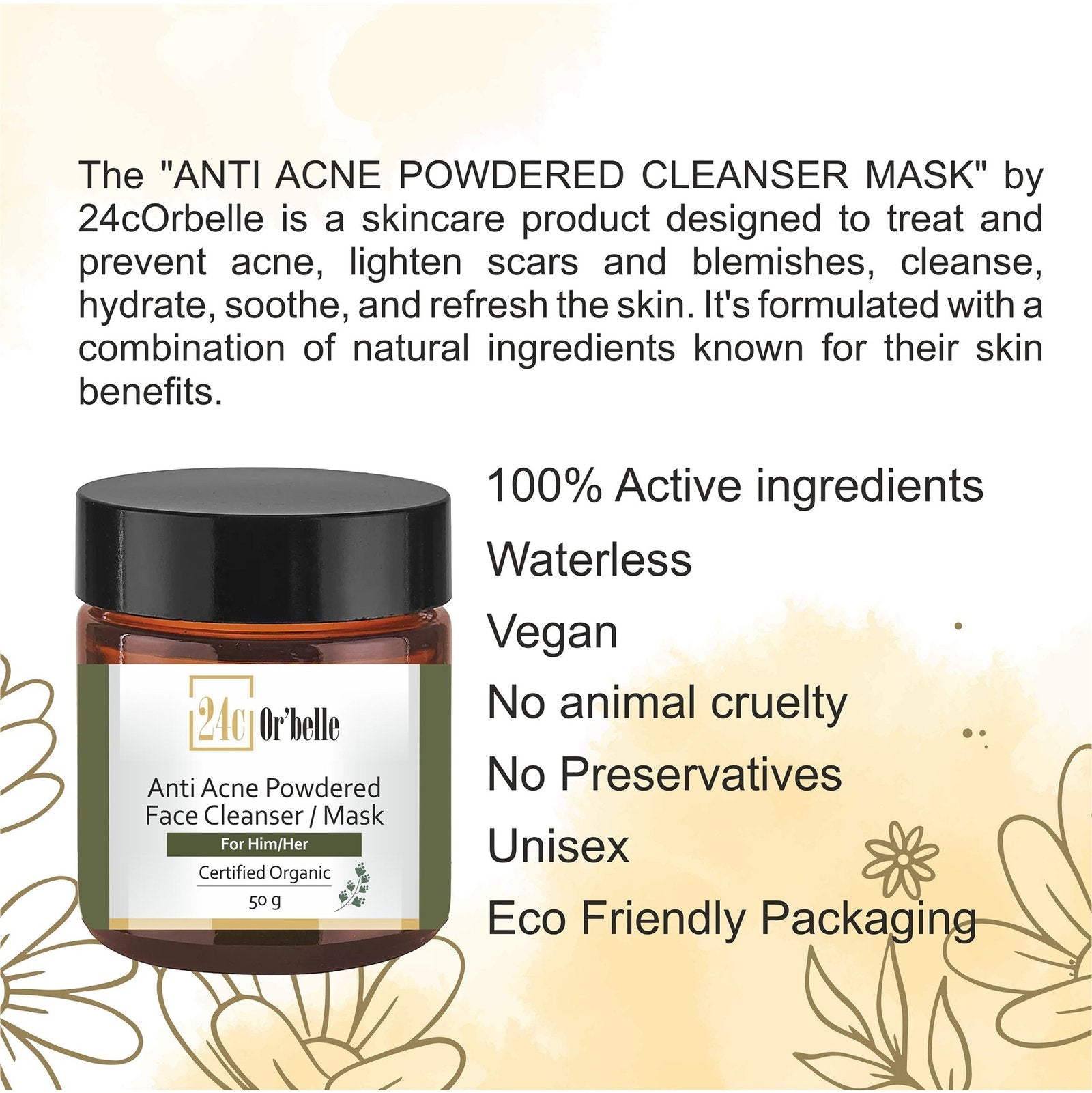 Anti Acne powdered face cleanser / mask