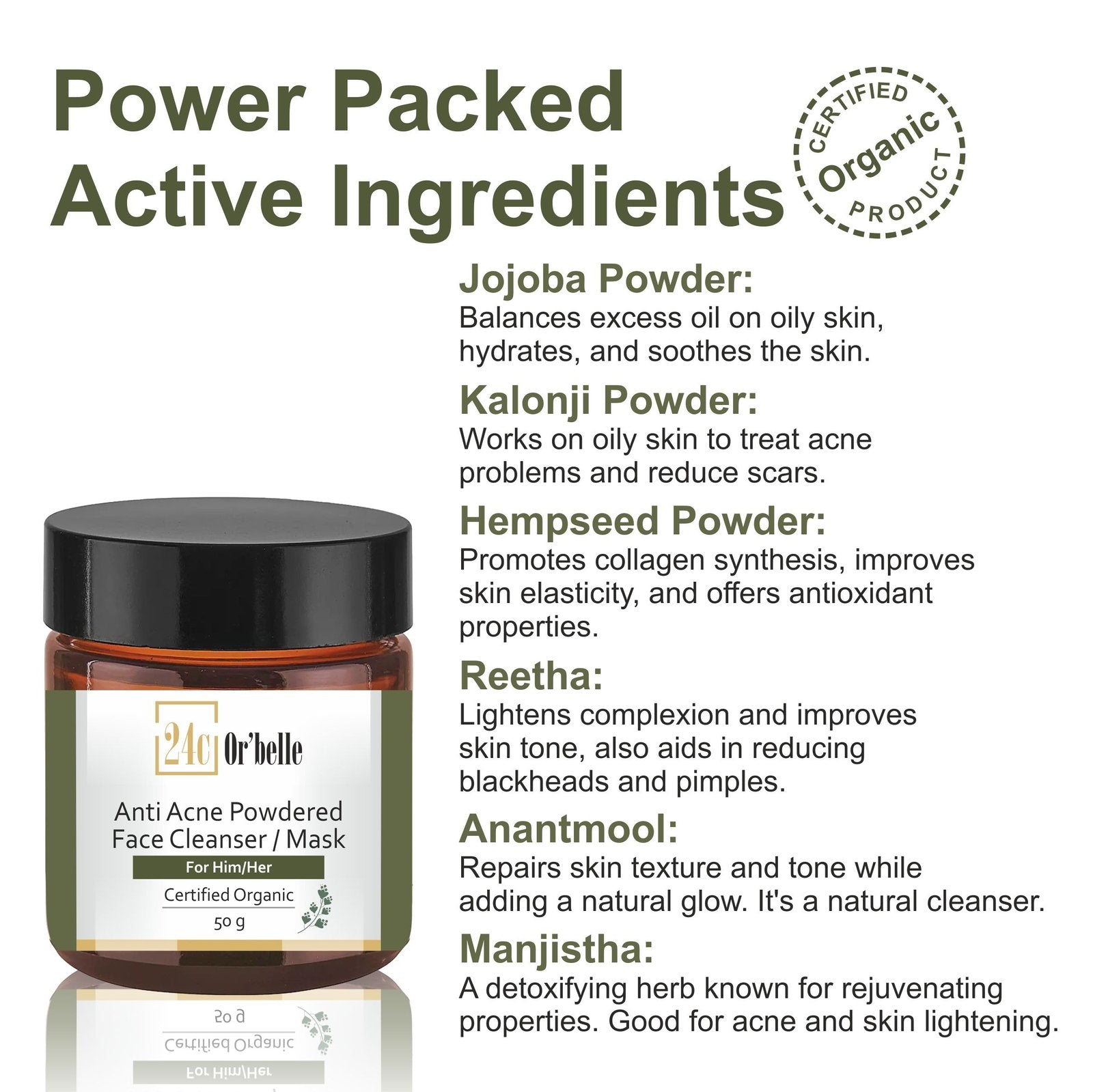 Anti Acne powdered face cleanser / mask