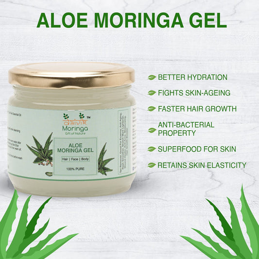 Daivik Moringa Aloe Moringa Gel | 100% Natural | Anti Aging, Anti Acne, Hair Growth, Moisturizer | 300 g