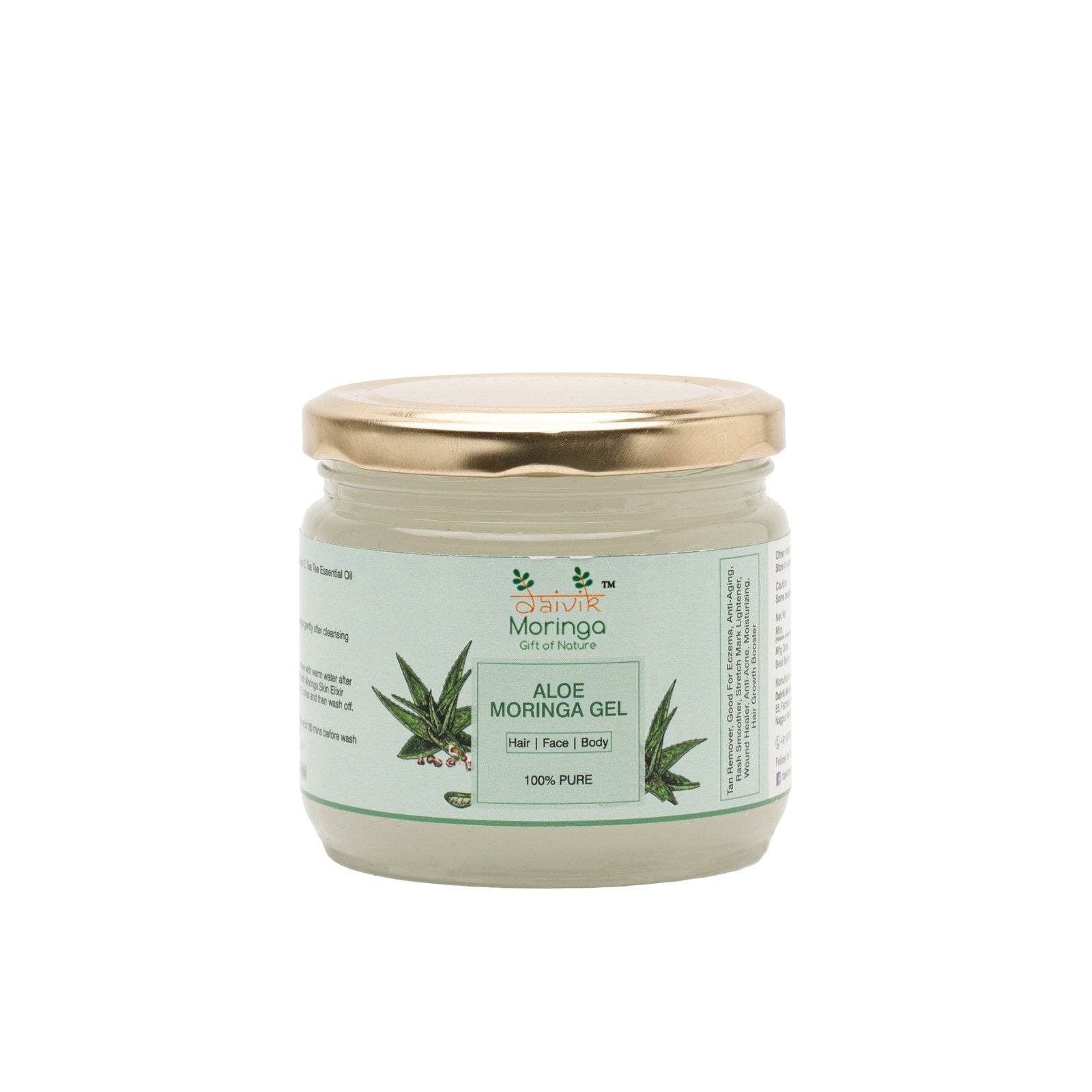 Daivik Moringa Aloe Moringa Gel | 100% Natural | Anti Aging, Anti Acne, Hair Growth, Moisturizer | 300 g 