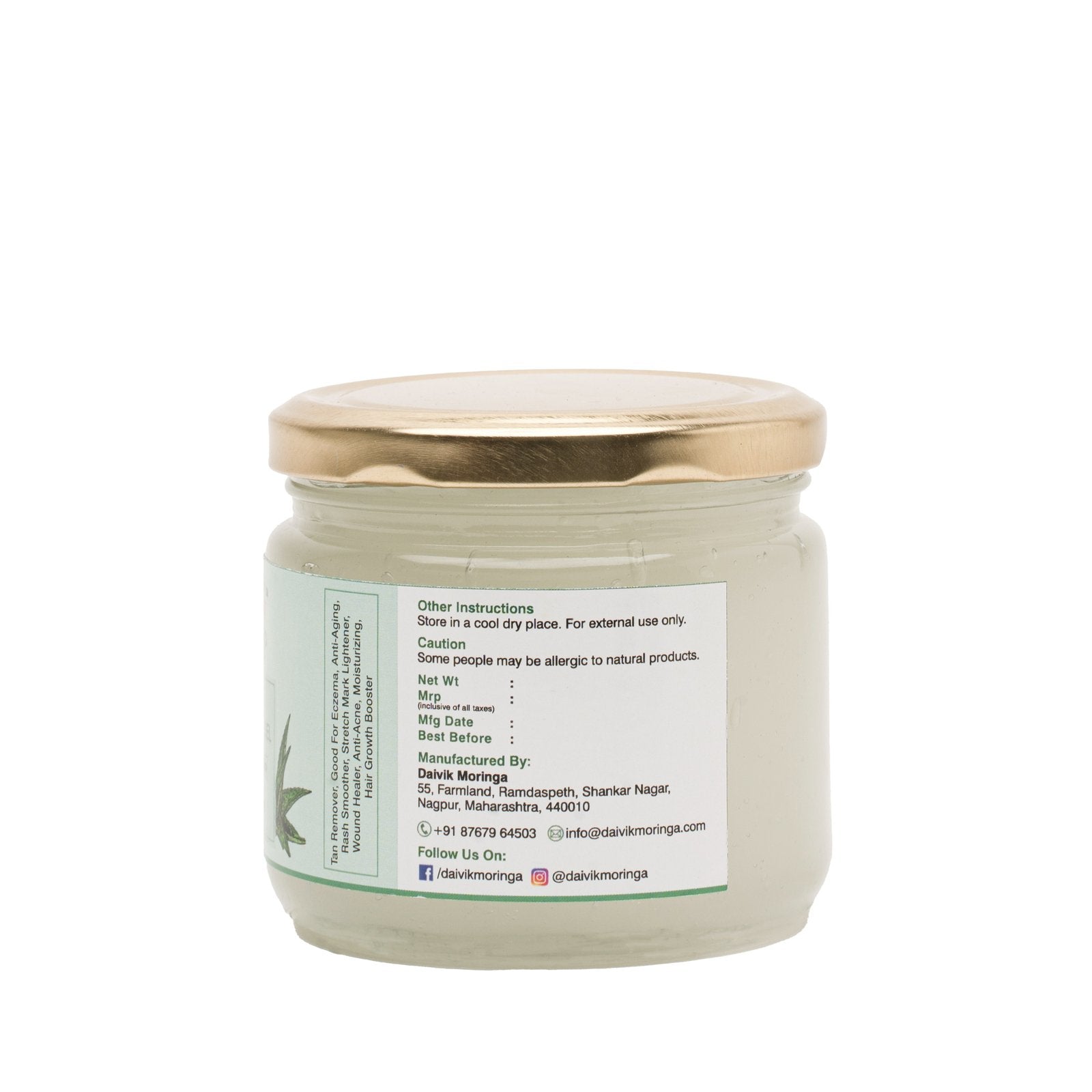 Daivik Moringa Aloe Moringa Gel | 100% Natural | Anti Aging, Anti Acne, Hair Growth, Moisturizer | 300 g 