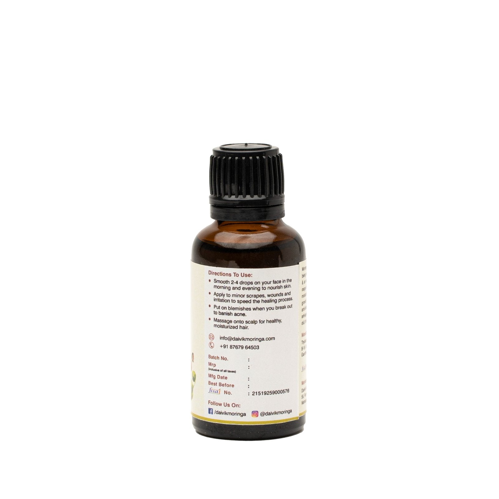 Daivik Moringa Seeds Cold Pressed Oil | 100% Natural | Hair Growth & Skin Care | 30 ml