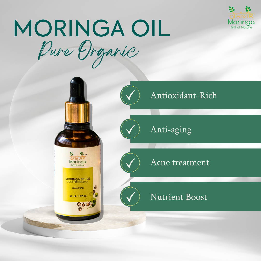 Daivik Moringa Seeds Cold Pressed Oil | 100% Natural | Hair Growth & Skin Care | 30 ml
