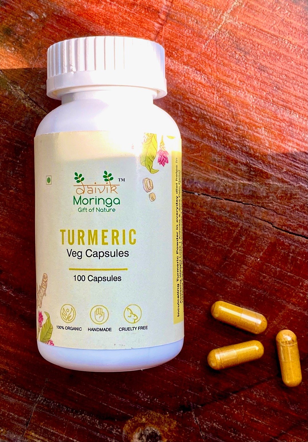 Daivik Moringa Turmeric Veg Capsules | 100% Natural | Immunity Booster, AntiInflammatory, Antioxidant | 100 Caps Each
