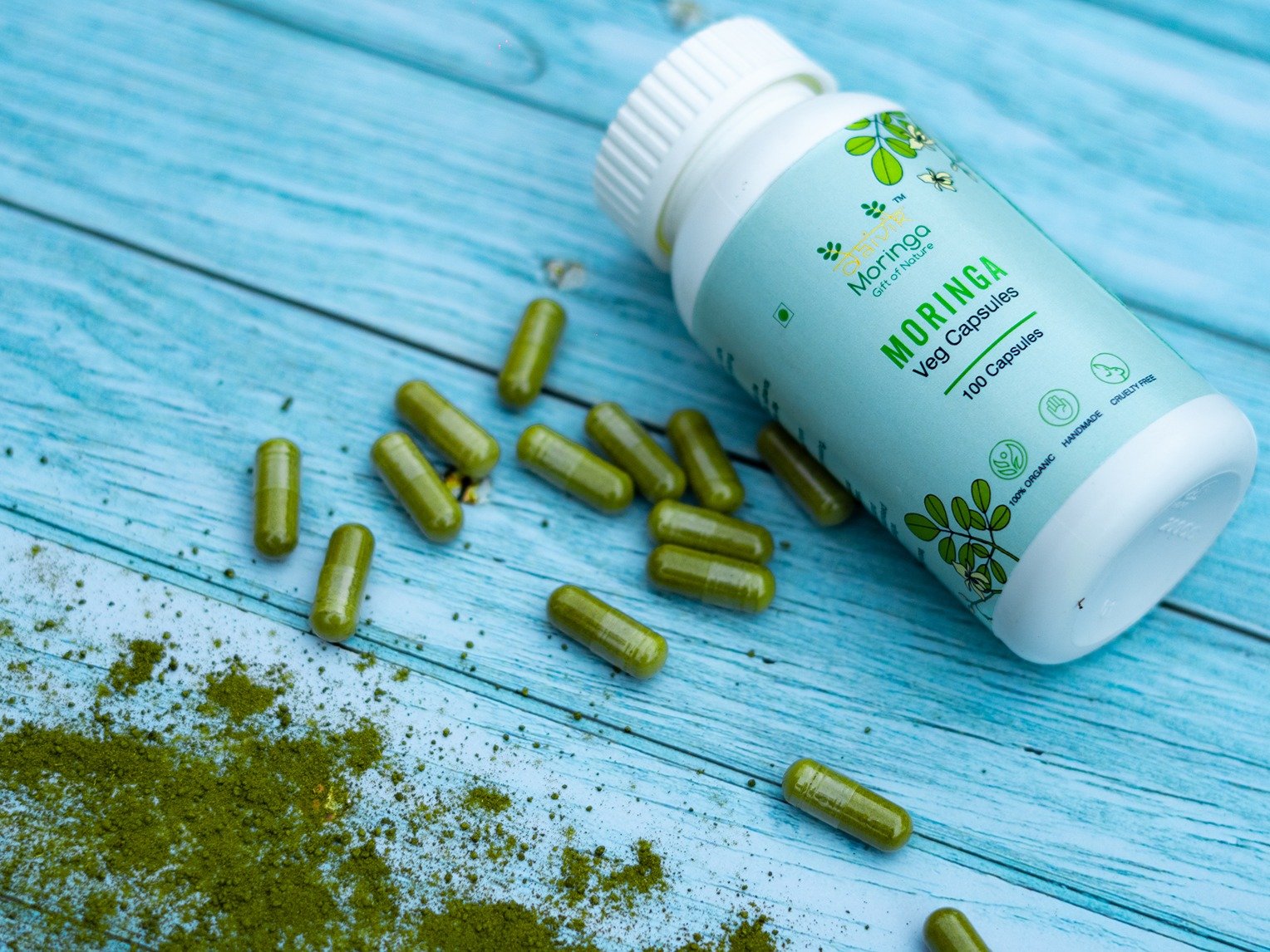 Daivik Moringa Veg Capsules | 100% Natural | Immunity Booster, Anti Aging, Anti Oxidant | 100 Caps Each