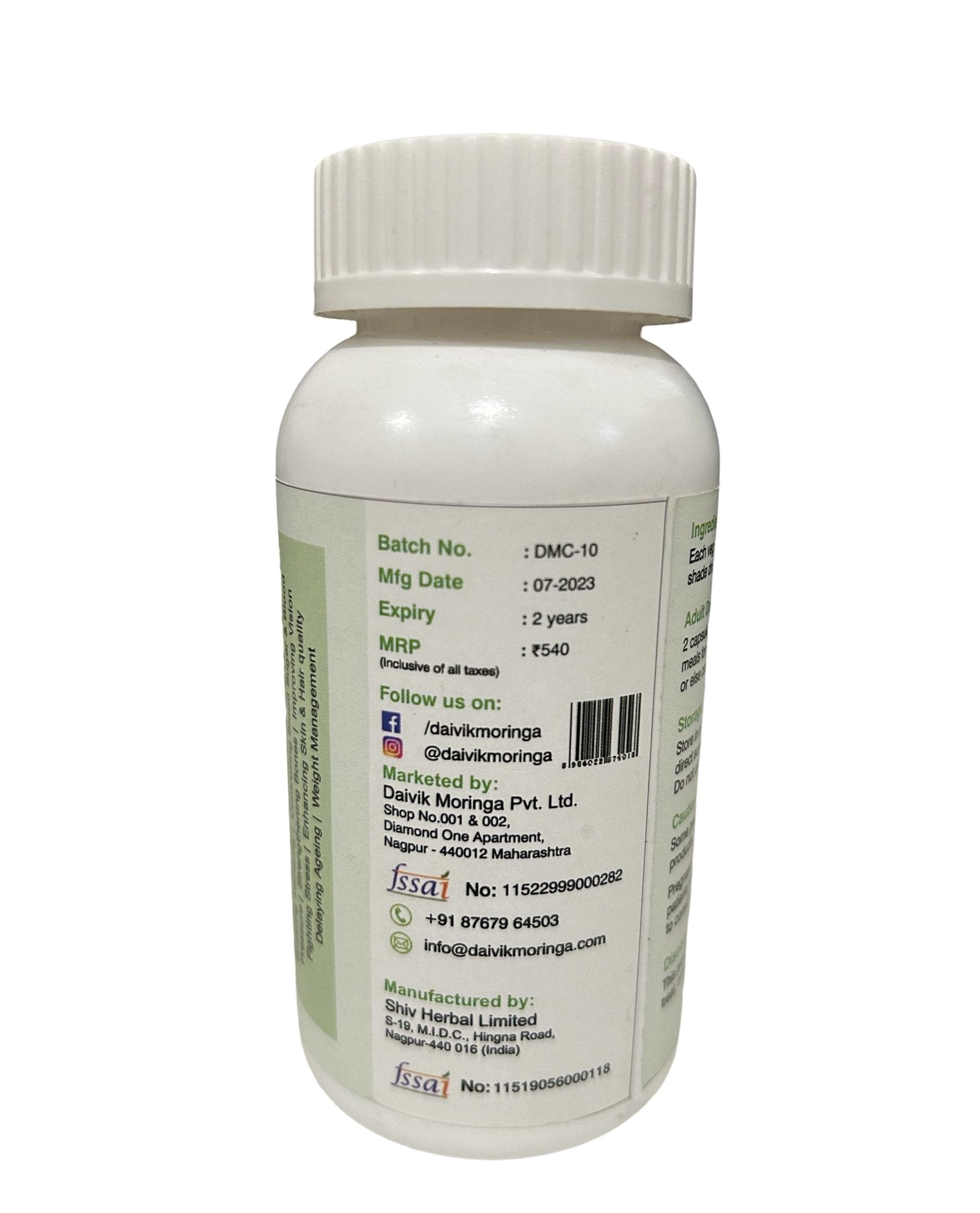 Daivik Moringa Veg Capsules | 100% Natural | Immunity Booster, Anti Aging, Anti Oxidant | 100 Caps Each