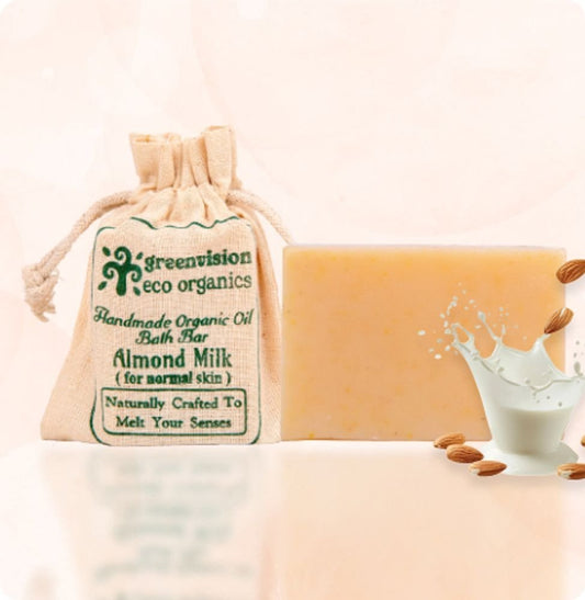 Handmade Organic Oil Baby Bath Bar Almond Milk (For normal skin)
