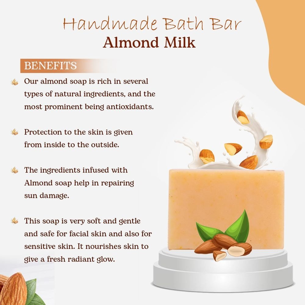 Handmade Organic Oil Baby Bath Bar Almond Milk (For normal skin)