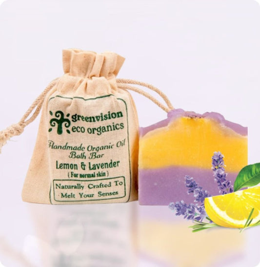 Handmade Organic Oil Bath Bar Lemon & Lavender(For normal skin)