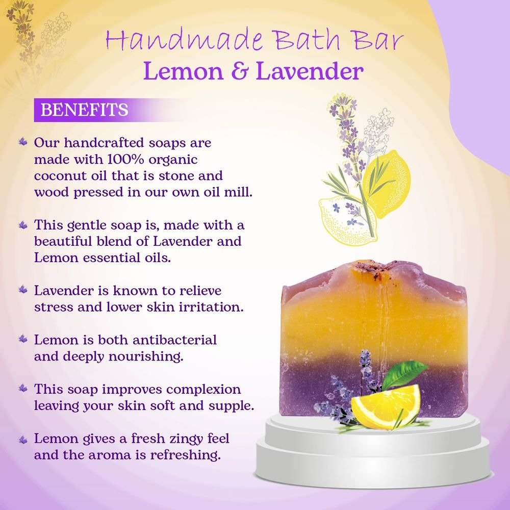 Handmade Organic Oil Bath Bar Lemon & Lavender(For normal skin)