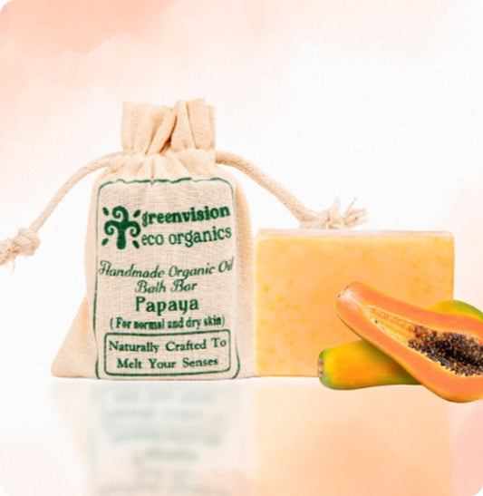 Handmade Organic Oil Bath Bar  Papaya (For Normal & dry Skin) 100 Gm