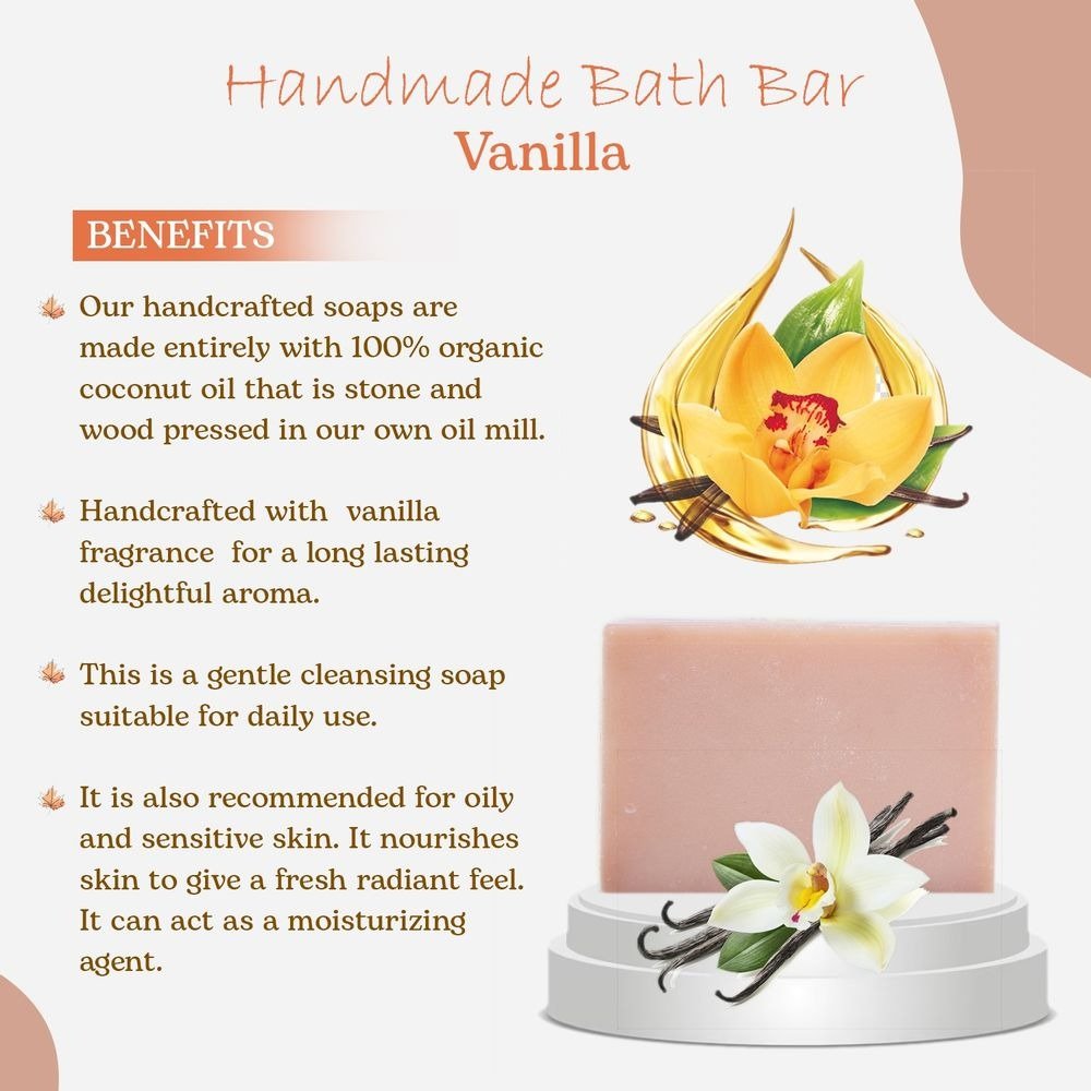 Handmade Organic Oil Bath Bar  Vanilla (For All Skin Types) 100 Gm