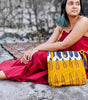 Yellow & Off-White Hand Block Printed Braided Ethnic Sling Bags