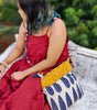 Blue & Off-white Hand Block Printed Braided Ethnic Sling Bags.