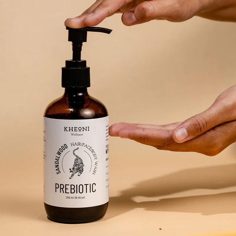 Prebiotic Sandalwood | Herbal Shampoo for Hair Fall | 3-in-1 Hair, Face & Body Wash