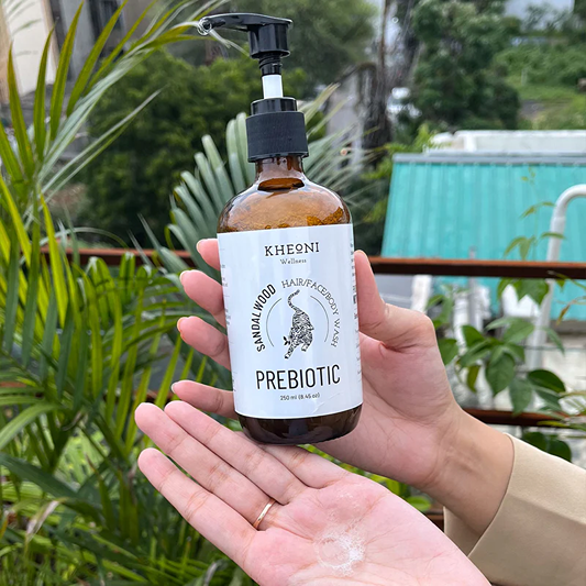 Prebiotic Sandalwood | Herbal Shampoo for Hair Fall | 3-in-1 Hair, Face & Body Wash